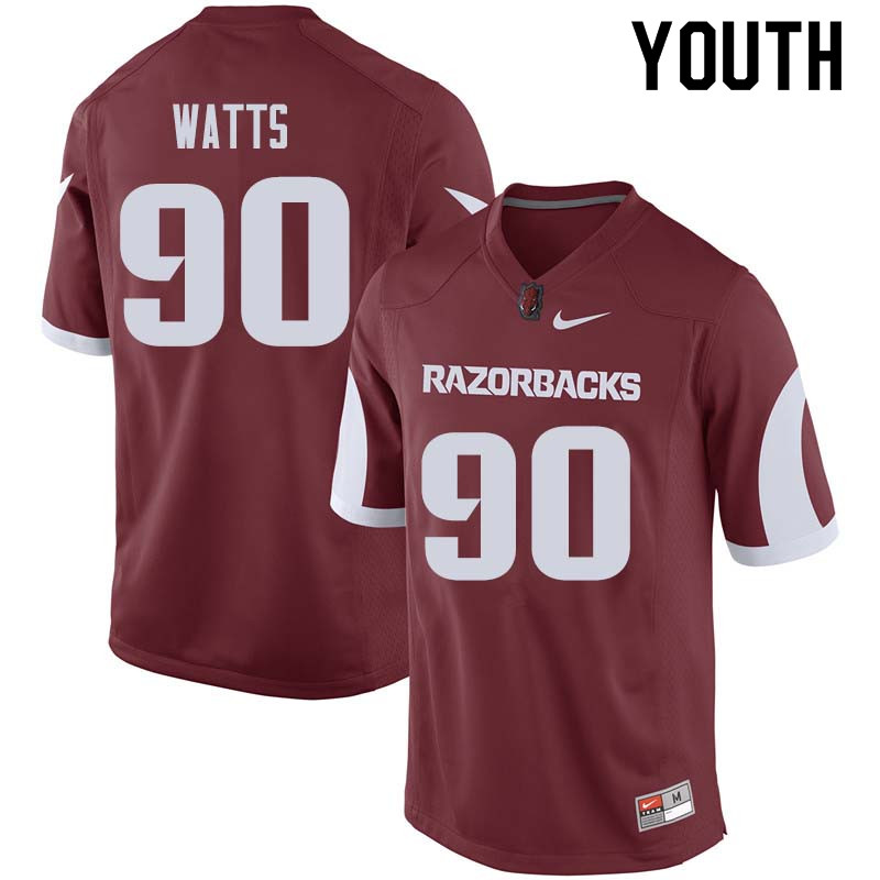 Youth #90 Armon Watts Arkansas Razorback College Football Jerseys Sale-Cardinal - Click Image to Close